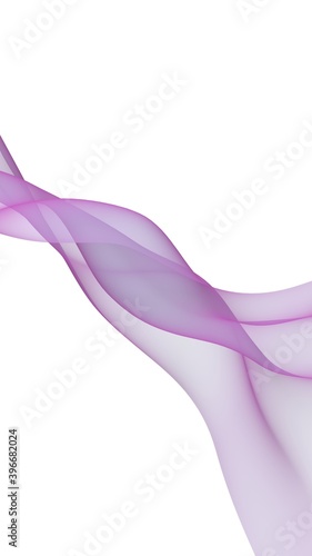 Abstract wave. Scarf. Bright ribbon on white background. Abstract smoke. Raster air background. Vertical image orientation. 3D illustration