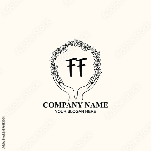 Initial FF Handwriting, Wedding Monogram Logo Design, Modern Minimalistic and Floral templates for Invitation cards