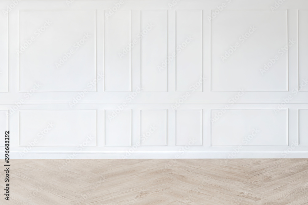 Minimal empty room mockup with white patterned wall