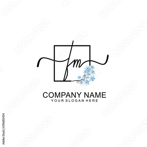 Initial FM Handwriting  Wedding Monogram Logo Design  Modern Minimalistic and Floral templates for Invitation cards