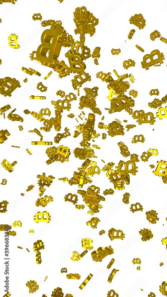 Digital currency symbol Bitcoin on a white background. Fall of bitcoin. crypto currency graph on virtual screen. Business, Finance and technology concept. 3D illustration Digital currency symbol Bitcoin on a white background. Fall of bitcoin. crypto currency graph on virtual screen. Business, Finance and technology concept. 3D illustration