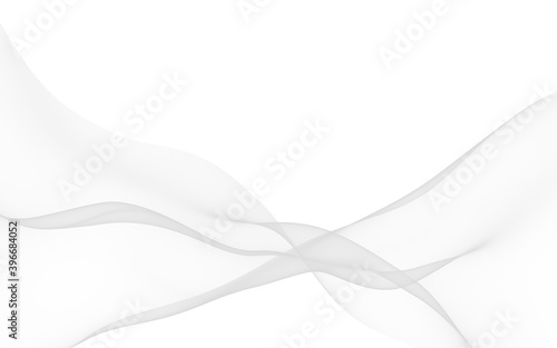 White abstract background. Fluttering white scarf. Waving on wind white fabric. 3D illustration