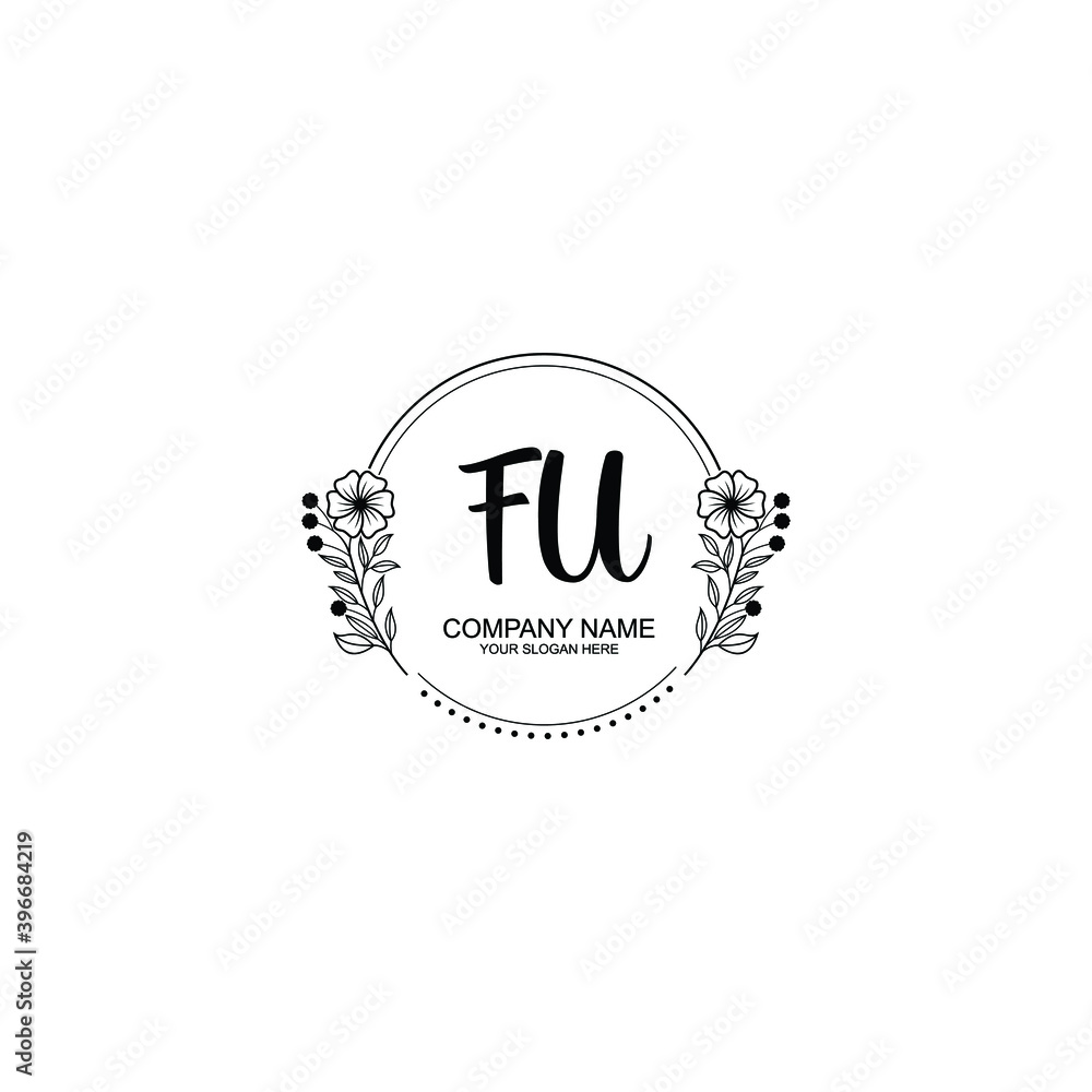 Initial FU Handwriting, Wedding Monogram Logo Design, Modern Minimalistic and Floral templates for Invitation cards Initial FU Handwriting, Wedding Monogram Logo Design, Modern Minimalistic and Floral templates for Invitation cards