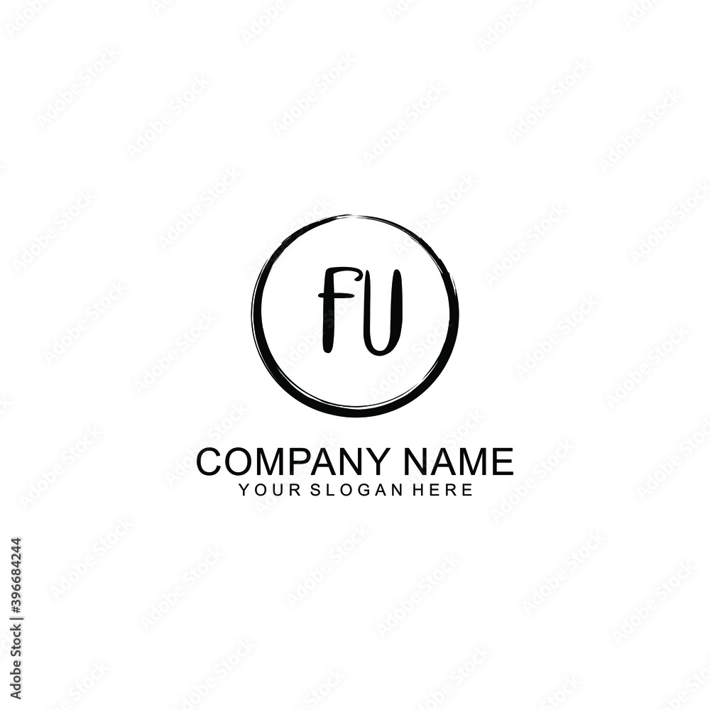Initial FU Handwriting, Wedding Monogram Logo Design, Modern Minimalistic and Floral templates for Invitation cards