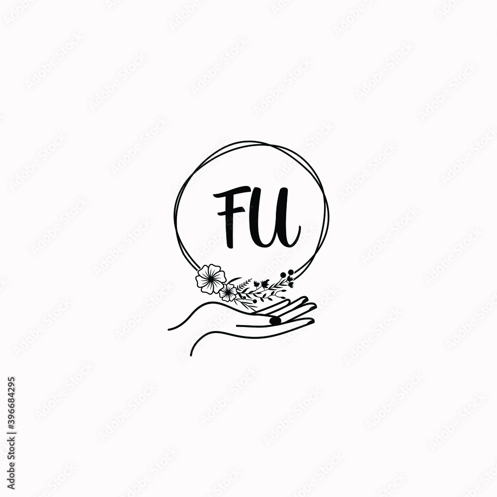 Initial FU Handwriting, Wedding Monogram Logo Design, Modern Minimalistic and Floral templates for Invitation cards Initial FU Handwriting, Wedding Monogram Logo Design, Modern Minimalistic and Floral templates for Invitation cards