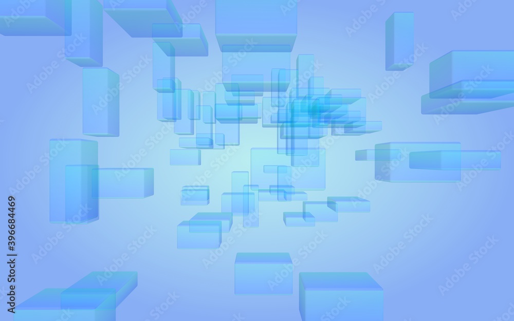 Blue and purple abstract digital and technology background. The pattern with repeating rectangles. 3D illustration Blue and purple abstract digital and technology background. The pattern with repeating rectangles. 3D illustration