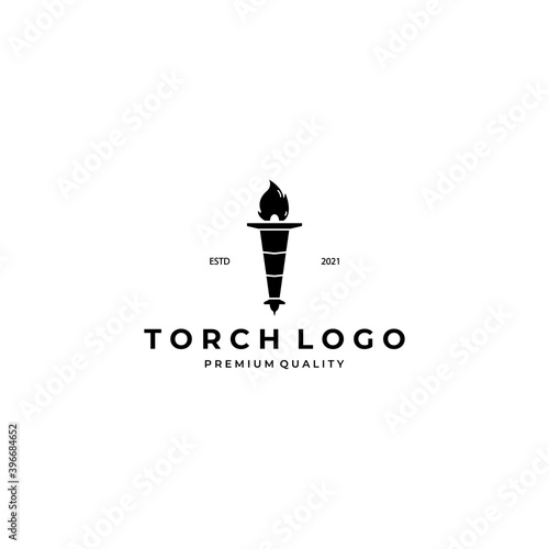 Torch Logo Vector Illustration Design Vintage Line Art