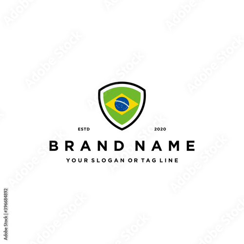 brazil flag shield logo design vector