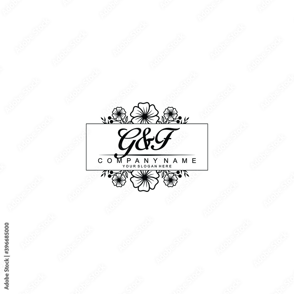 Initial GF Handwriting, Wedding Monogram Logo Design, Modern Minimalistic and Floral templates for Invitation cards
