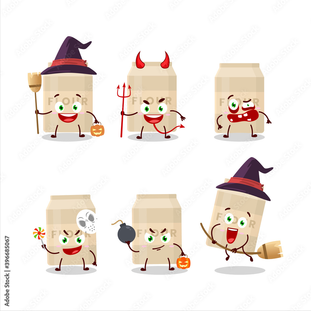 Halloween expression emoticons with cartoon character of white flour Halloween expression emoticons with cartoon character of white flour