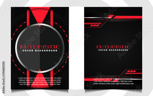 Abstract futuristic cover a4 background template with red technology concept on black shapes. Modern layout vector design can use banner gaming, presentation business, sport poster, automotive event
