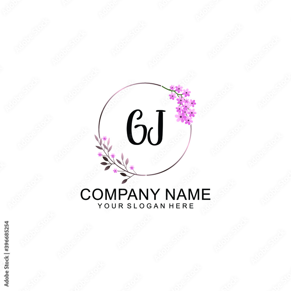 Initial GJ Handwriting, Wedding Monogram Logo Design, Modern Minimalistic and Floral templates for Invitation cards