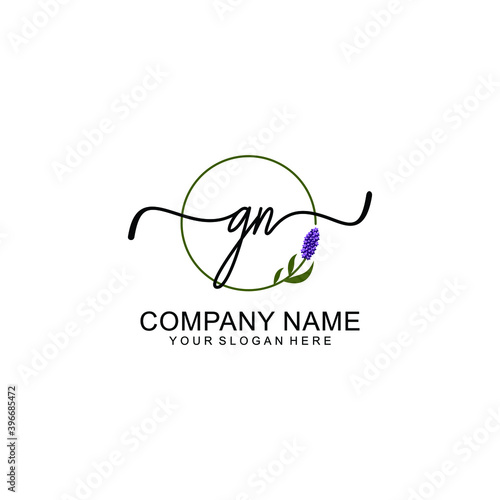 Initial GN Handwriting, Wedding Monogram Logo Design, Modern Minimalistic and Floral templates for Invitation cards