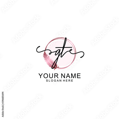Initial GT Handwriting, Wedding Monogram Logo Design, Modern Minimalistic and Floral templates for Invitation cards