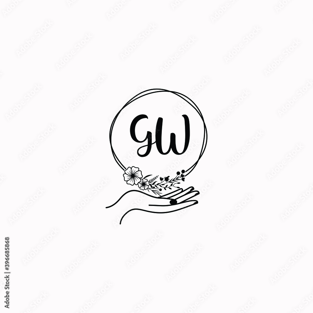 Initial GW Handwriting, Wedding Monogram Logo Design, Modern Minimalistic and Floral templates for Invitation cards Initial GW Handwriting, Wedding Monogram Logo Design, Modern Minimalistic and Floral templates for Invitation cards