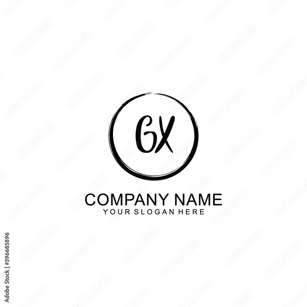 Initial GX Handwriting, Wedding Monogram Logo Design, Modern Minimalistic and Floral templates for Invitation cards