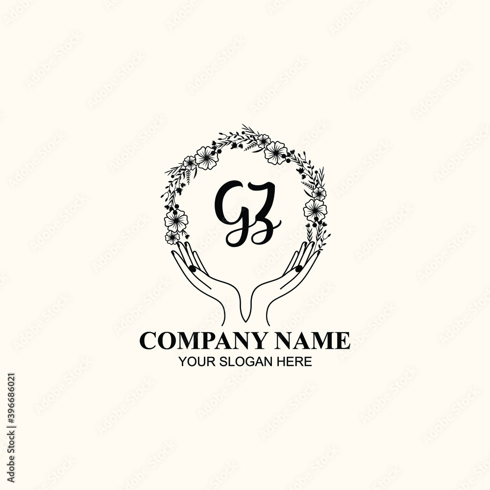 Initial GZ Handwriting, Wedding Monogram Logo Design, Modern Minimalistic and Floral templates for Invitation cards