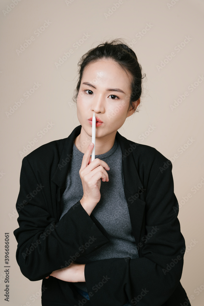 Portrait of asian business woman wear black jacket. Portrait of asian business woman wear black jacket.