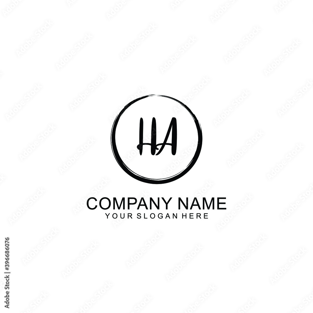 Initial HA Handwriting, Wedding Monogram Logo Design, Modern Minimalistic and Floral templates for Invitation cards