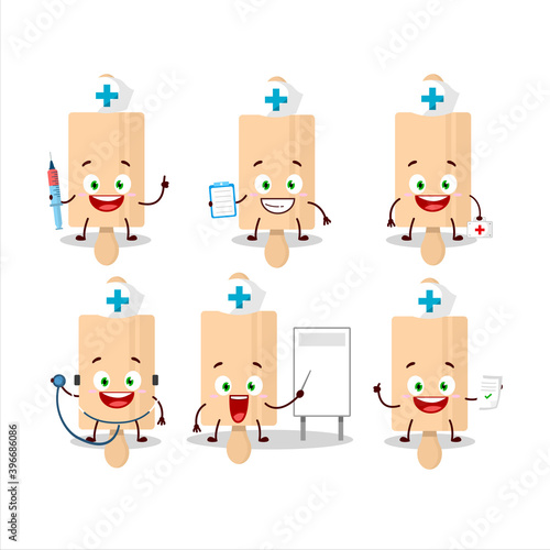 Doctor profession emoticon with rolling pin cartoon character