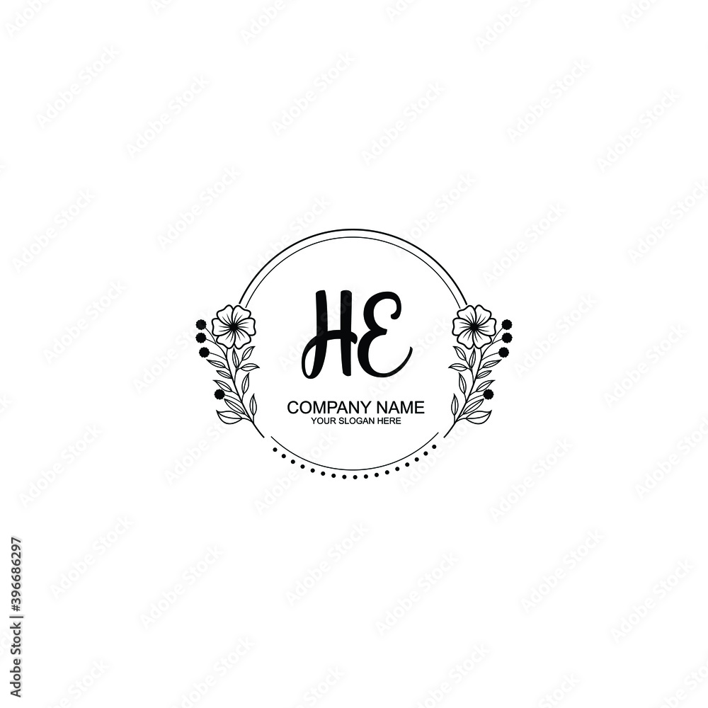 Initial HE Handwriting, Wedding Monogram Logo Design, Modern Minimalistic and Floral templates for Invitation cards Initial HE Handwriting, Wedding Monogram Logo Design, Modern Minimalistic and Floral templates for Invitation cards