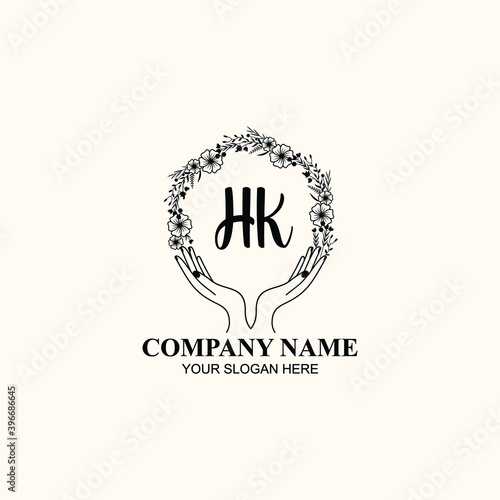 Initial HK Handwriting, Wedding Monogram Logo Design, Modern Minimalistic and Floral templates for Invitation cards