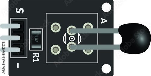 Electronics component top view illustration suitable for schematic circuit diagram 