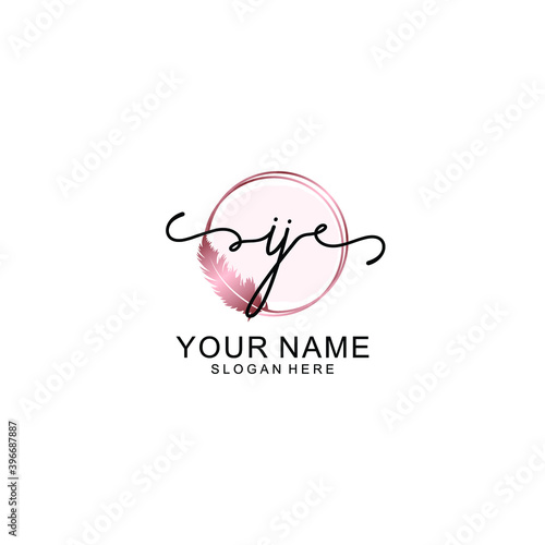 Initial IJ Handwriting, Wedding Monogram Logo Design, Modern Minimalistic and Floral templates for Invitation cards