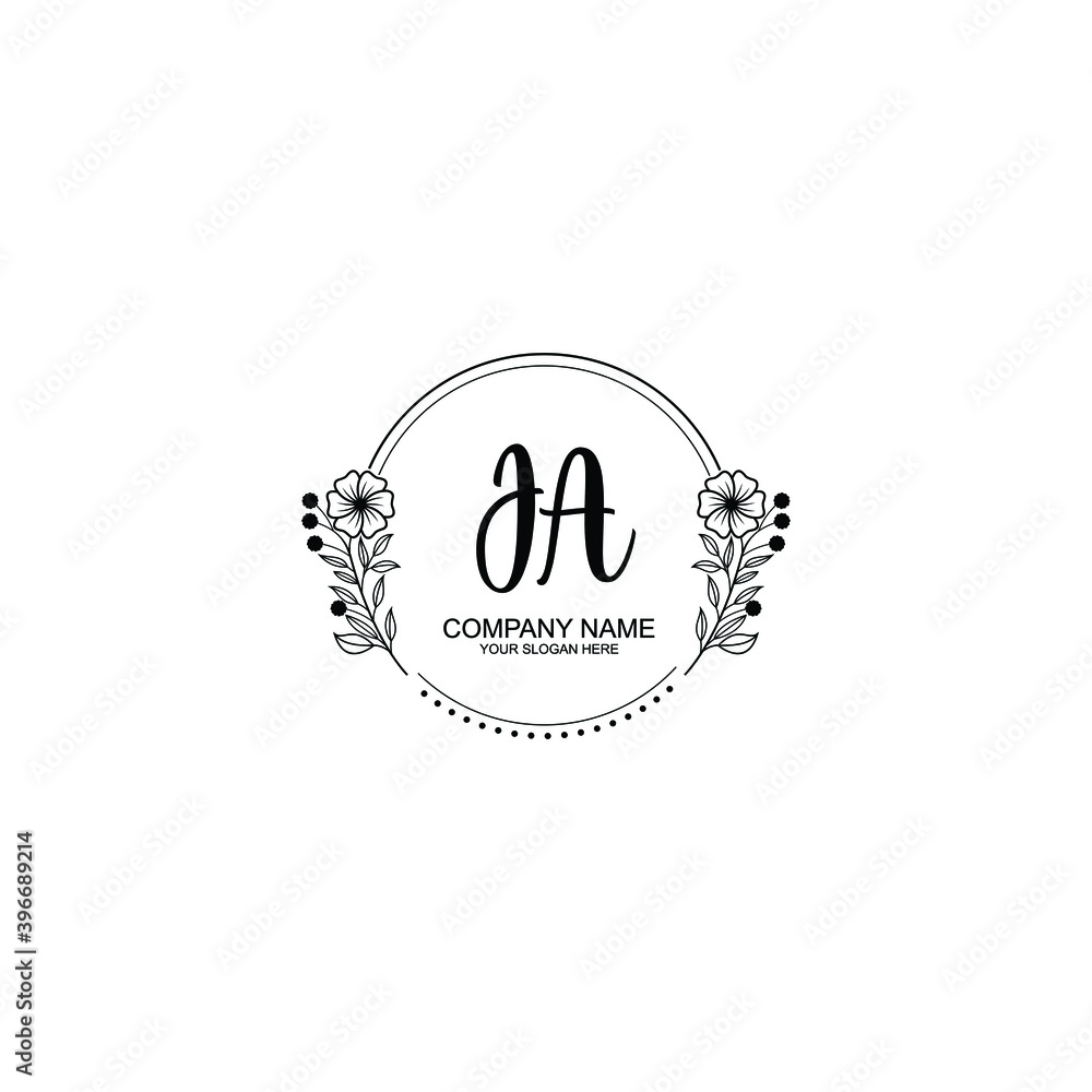 Initial JA Handwriting, Wedding Monogram Logo Design, Modern Minimalistic and Floral templates for Invitation cards Initial JA Handwriting, Wedding Monogram Logo Design, Modern Minimalistic and Floral templates for Invitation cards