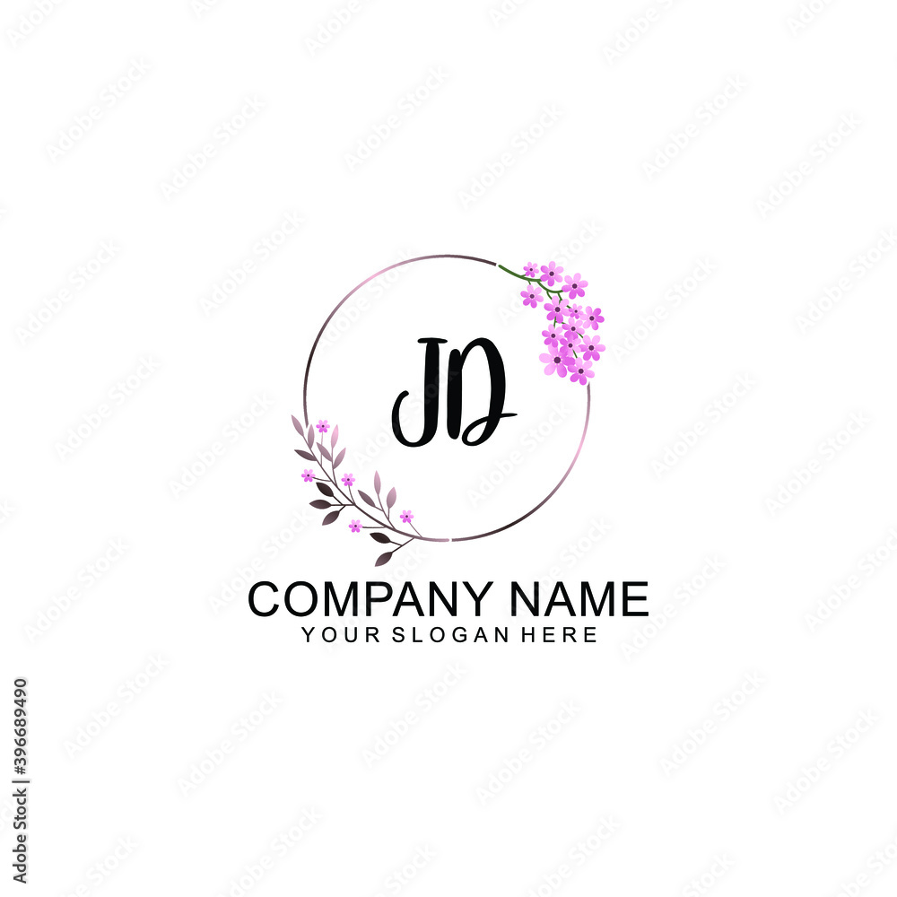 Initial JD Handwriting, Wedding Monogram Logo Design, Modern Minimalistic and Floral templates for Invitation cards