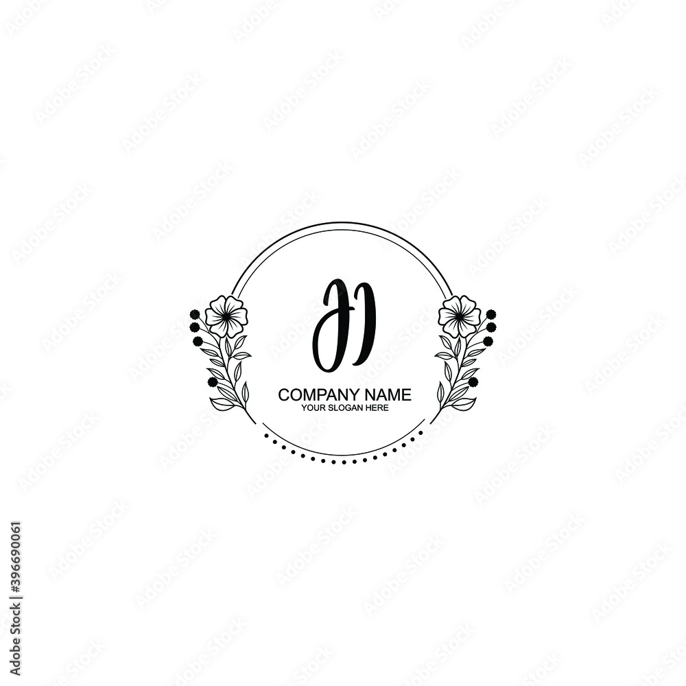 Initial JI Handwriting, Wedding Monogram Logo Design, Modern Minimalistic and Floral templates for Invitation cards Initial JI Handwriting, Wedding Monogram Logo Design, Modern Minimalistic and Floral templates for Invitation cards