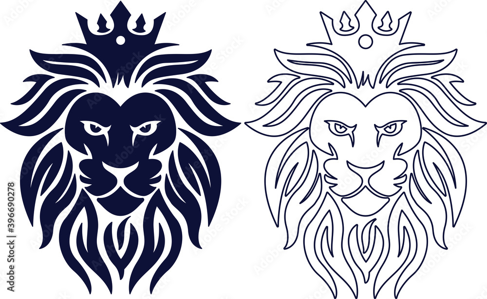lion head logo icon, vector and line illustration lion head logo icon, vector and line illustration