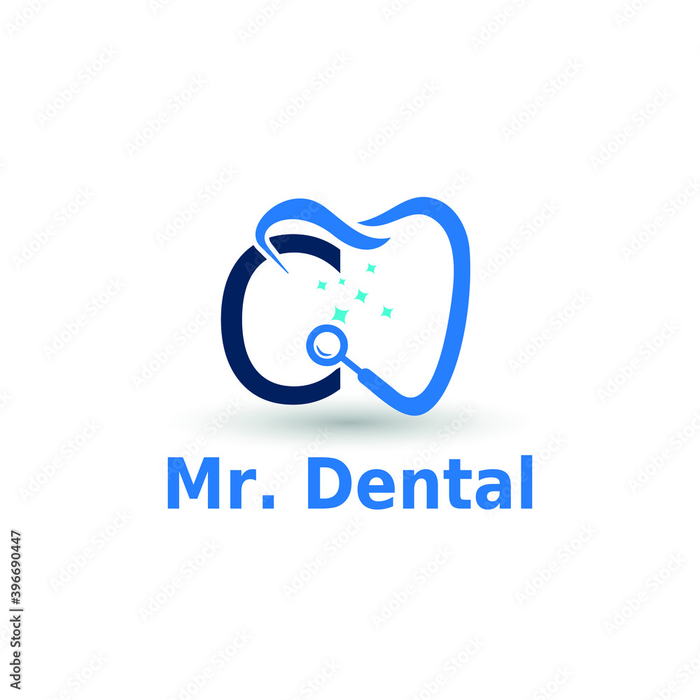 Initial Letter C Dental Dentist Logo concept. Dentistry Brand and Dental Care Logo template