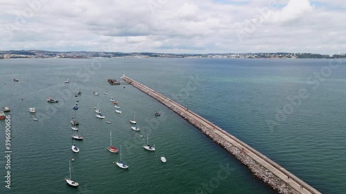 Wallpaper Mural Boats in Brixham Harbour Marina, Devon, UK - Aerial Drone Establishing Torontodigital.ca