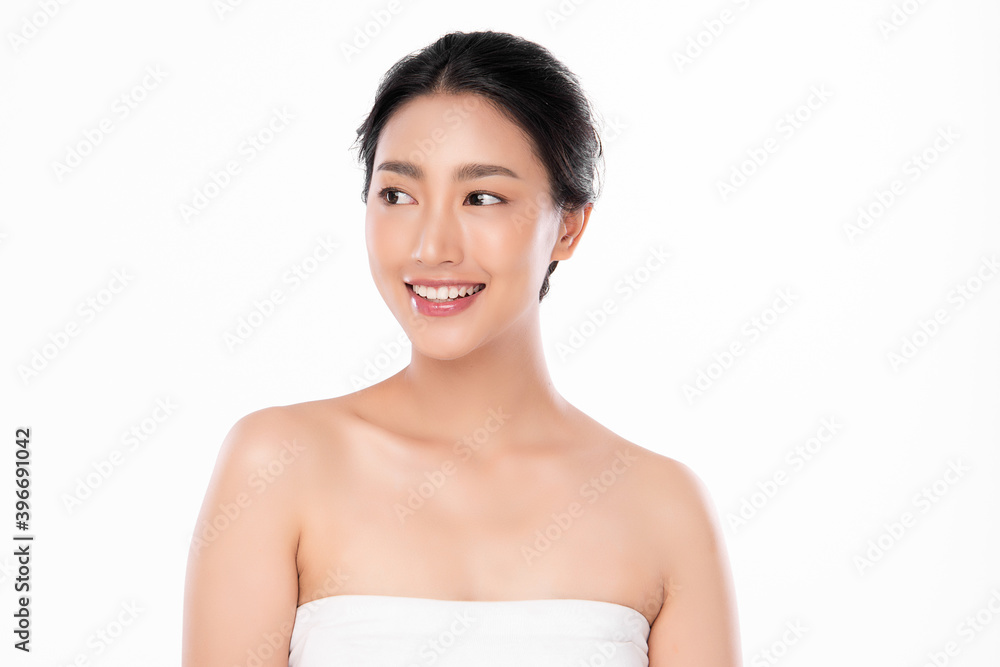 Beautiful young asian woman with clean fresh skin on white background, Face care, Facial treatment, Cosmetology, beauty and spa, Asian women portrait Beautiful young asian woman with clean fresh skin on white background, Face care, Facial treatment, Cosmetology, beauty and spa, Asian women portrait