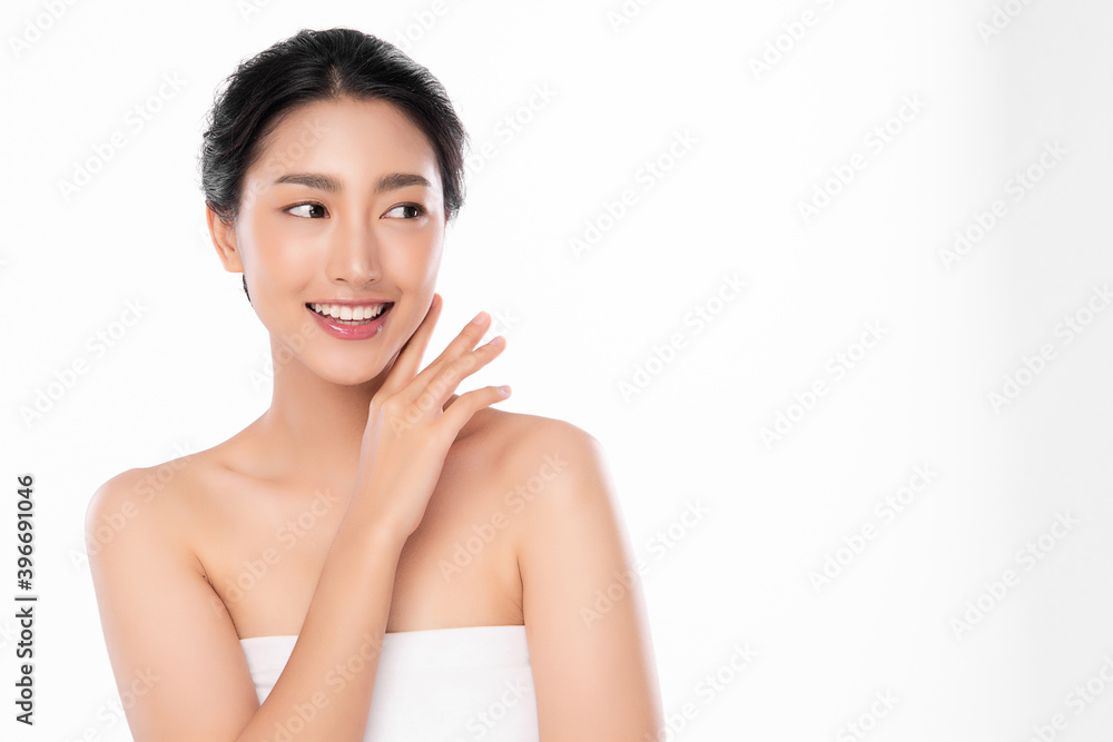 Beautiful young asian woman with clean fresh skin on white background, Face care, Facial treatment, Cosmetology, beauty and spa, Asian women portrait Beautiful young asian woman with clean fresh skin on white background, Face care, Facial treatment, Cosmetology, beauty and spa, Asian women portrait