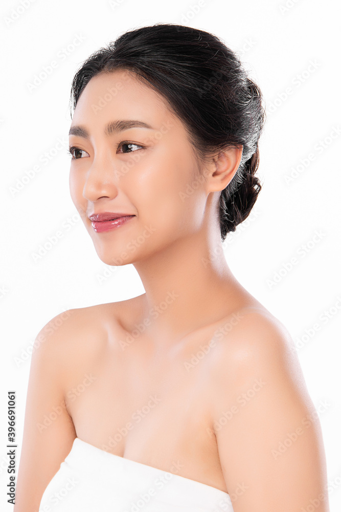 Beautiful young asian woman with clean fresh skin on white background, Face care, Facial treatment, Cosmetology, beauty and spa, Asian women portrait Beautiful young asian woman with clean fresh skin on white background, Face care, Facial treatment, Cosmetology, beauty and spa, Asian women portrait