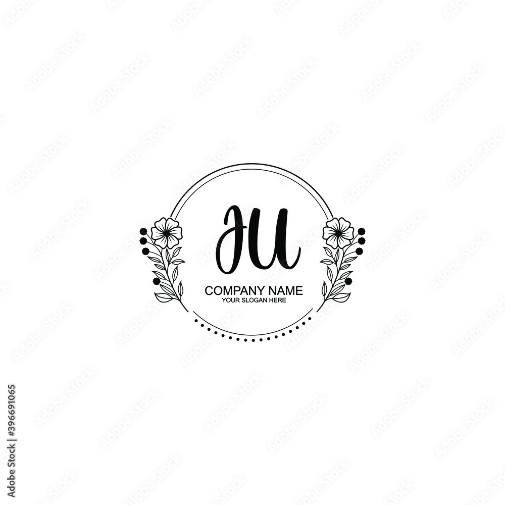 Initial JU Handwriting, Wedding Monogram Logo Design, Modern Minimalistic and Floral templates for Invitation cards Initial JU Handwriting, Wedding Monogram Logo Design, Modern Minimalistic and Floral templates for Invitation cards