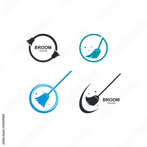Broom logo vector icon illustration