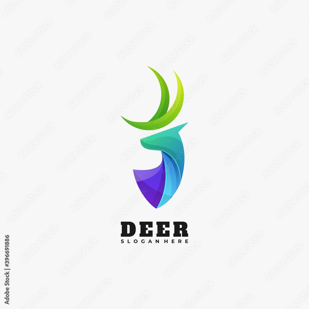Obraz premium Vector Logo Illustration Deer Gradient Colorful Style.