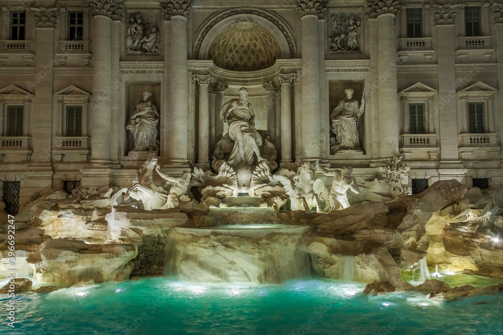 Trevi Fountain is the most beautiful fountain in Rome. Interestingly enough, the name of Trevi derives from Tre Vie (three ways), since the fountain was the meeting point of three streets.