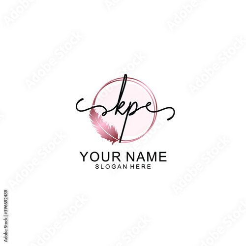 Initial KP Handwriting, Wedding Monogram Logo Design, Modern Minimalistic and Floral templates for Invitation cards