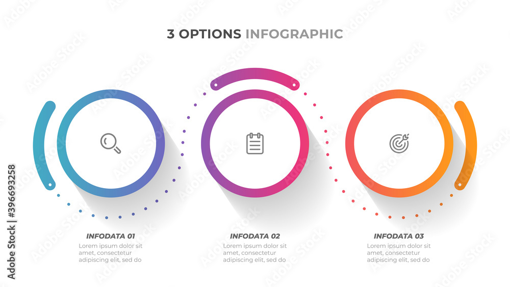 Timeline infographic design vector with circle and marketing icon. Business concept with 3 steps or options. - obrazy, fototapety, plakaty 