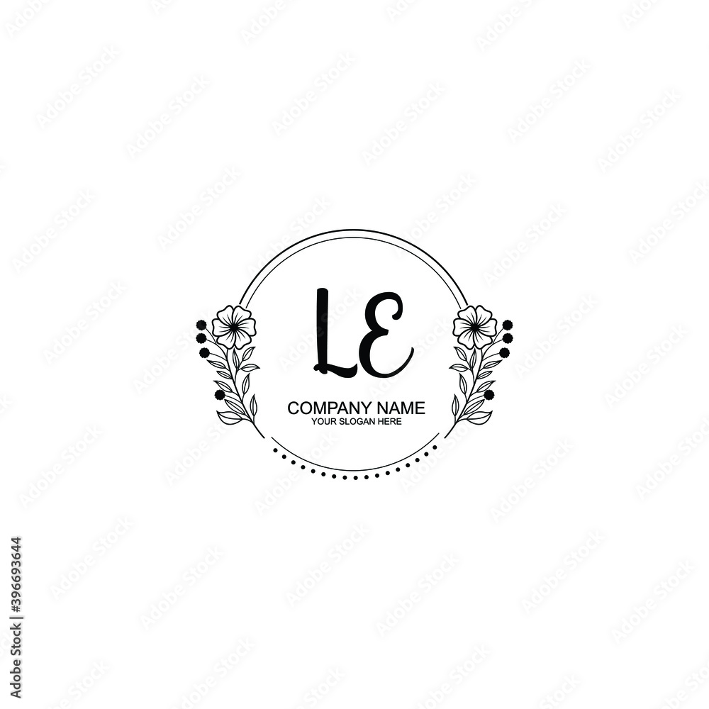 Initial LE Handwriting, Wedding Monogram Logo Design, Modern Minimalistic and Floral templates for Invitation cards Initial LE Handwriting, Wedding Monogram Logo Design, Modern Minimalistic and Floral templates for Invitation cards