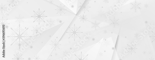 Low poly geometric grey Christmas winter abstract background. Vector design