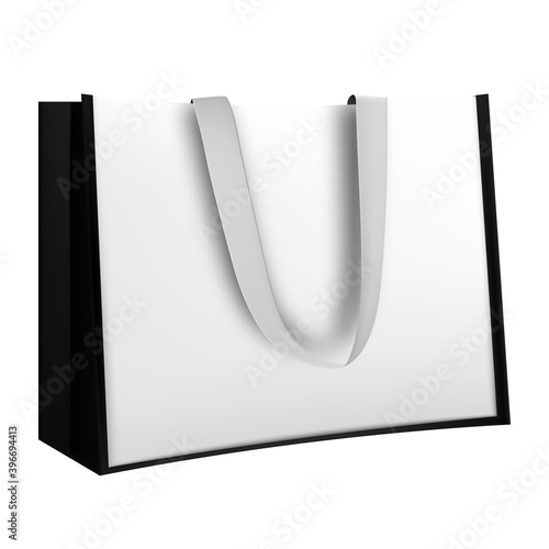 Shopping bag design. Black and white tote shopping bags identity mock-up item template transparent background.