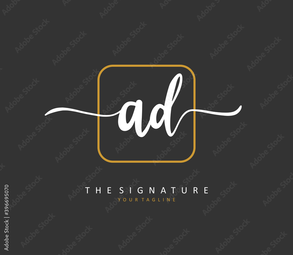 AD Initial letter handwriting and signature logo. A concept handwriting initial logo with template element. AD Initial letter handwriting and signature logo. A concept handwriting initial logo with template element.