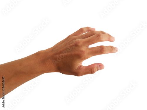 hand of man is show gesture to reach out pick up or take something isolated on white background