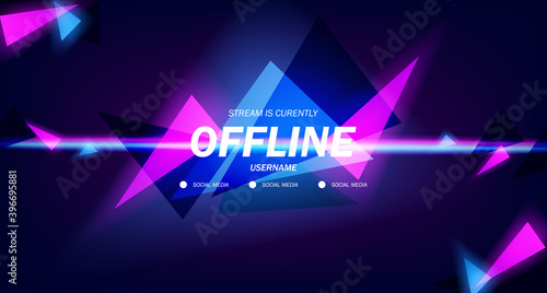 modern twitch background screensaver offline stream gaming background with neon pink and cyan color glowing triangle