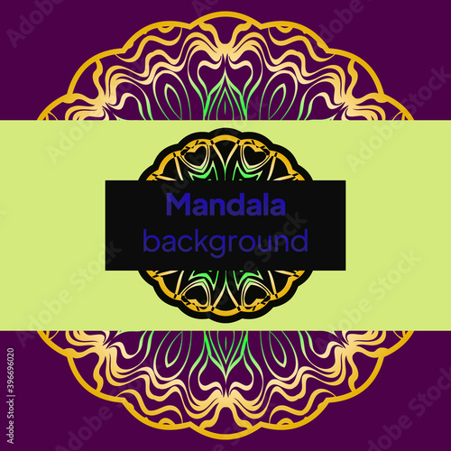 Business card with decorative floral mandala. Vector illustration